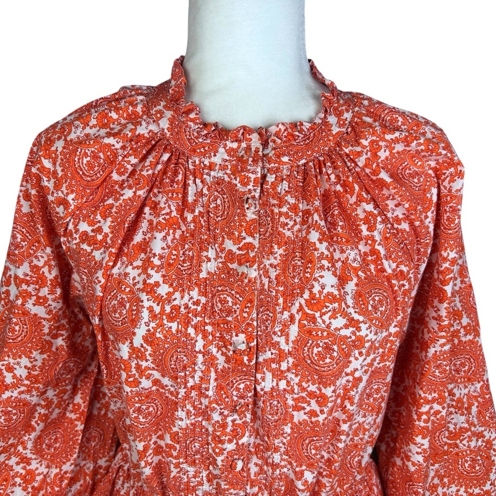 J Crew Mini Dress Med Tall Ruffle Collar Poplin Floral Preppy Closet Essential - Picture 7 of 15